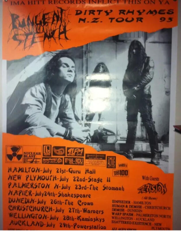 New Zealand grindchore band SINFEEDER were one of the bands to open for PUNGENT STENCH. Back in the 90's